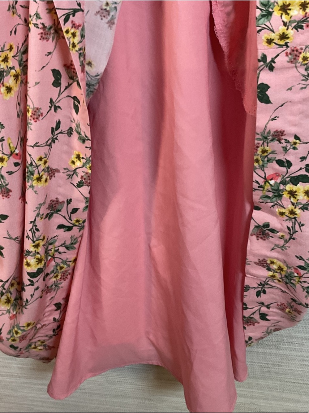 Girl Meets Glam Sarah Dress Sleeveless Pink Floral Midi Size 4 Garden Birds - Picture 5 of 13